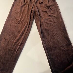 Just Fab Brown Loose Fit Pleated Brown Velvet Pants Size Medium